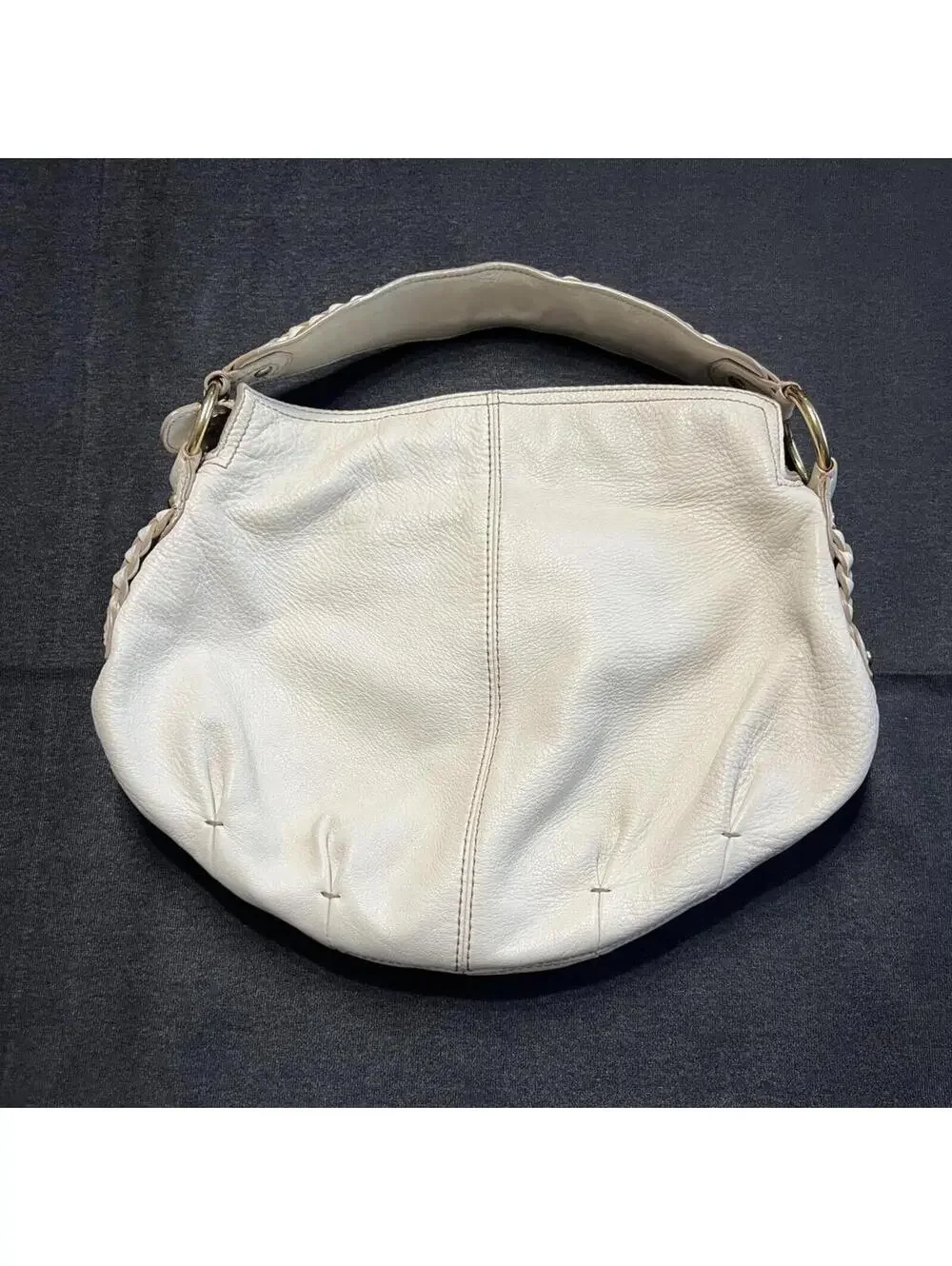 Banana Republic Fall 2008 Ivory Cream Genuine Leather Braided Strap Hobo Bag